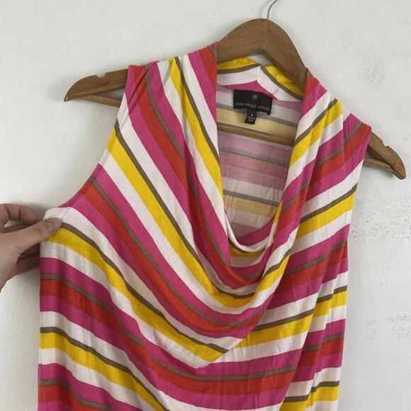 TUCKERNUCK Fenn Wright Manson pink yellow stripe cowl neck tank top - Picture 3 of 5
